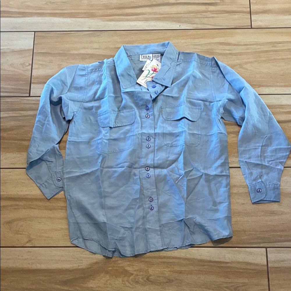 Women’s silk shirt Erika Sky Blue Button-Down Shirt